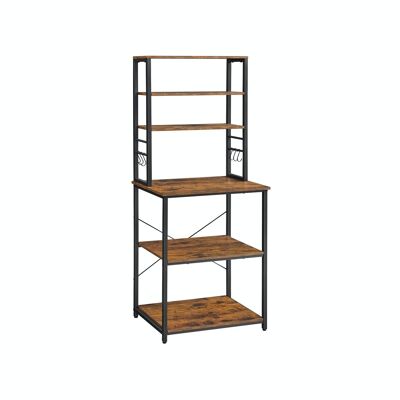 Kitchen rack with shelves and hooks