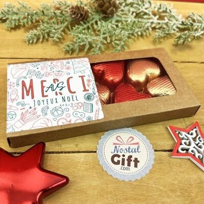 Merry Christmas - "Merci AVS" hearts in milk chocolate and praline dark chocolate