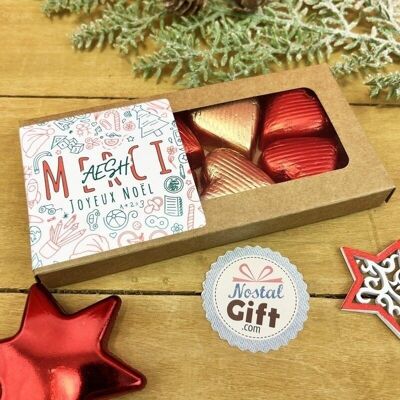 Merry Christmas - Hearts "Merci AESH" in milk chocolate and dark chocolate praline