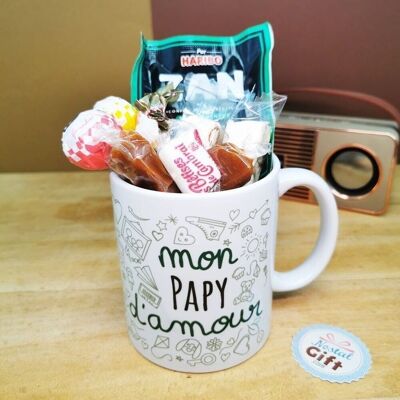 MUG "mon Papy d'amour " bonbons rétro 60 - Cadeau Papy