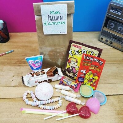 Sachet Bonbon des années 80  "Mon parrain d'amour" - Cadeau Parrain