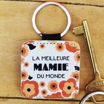 Porte clé "La meilleure mamie du monde" - Cadeau Mamie