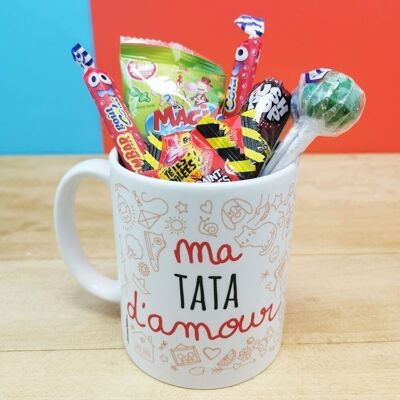 MUG "ma Tata d'amour " bonbons rétro 90 - Cadeau Tata