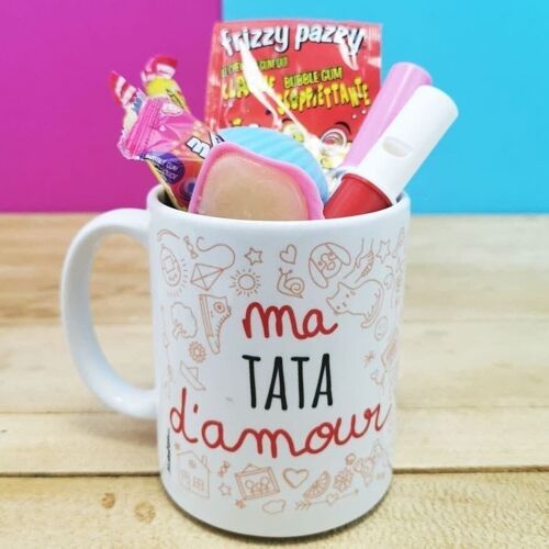 MUG "ma Tata d'amour " bonbons rétro 80 - Cadeau tata