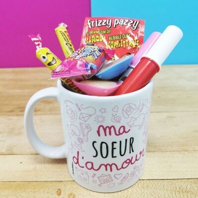 MUG "ma Sœur d'amour " bonbons rétro 80 - Cadeau Sœur