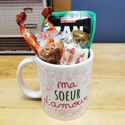 TAZZA "mia sorella amorevole" dolci retrò 60 - Regalo sorella