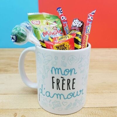 MUG "my brother of love" retro candy 90 - Brother gift
