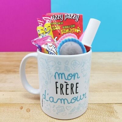 MUG "mon Frère d'amour " bonbons rétro 80 - Cadeau Frère