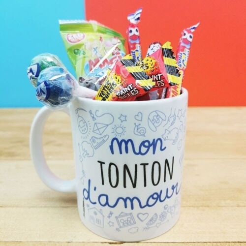 MUG "mon Tonton d'amour " bonbons rétro 90 - Cadeau Tonton