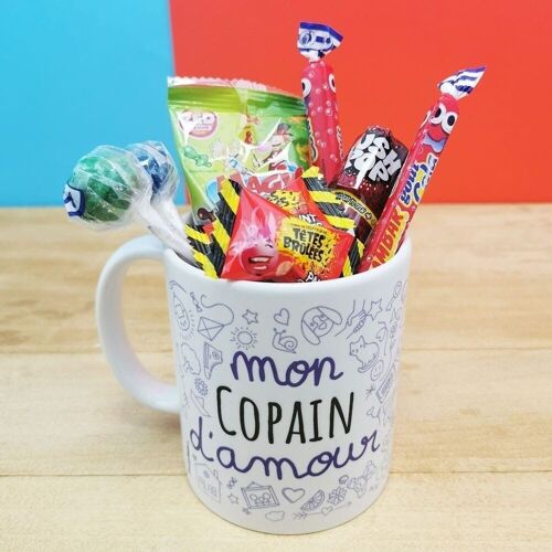 MUG "mon Copain d'amour " bonbons rétro 90 - Cadeau Copain