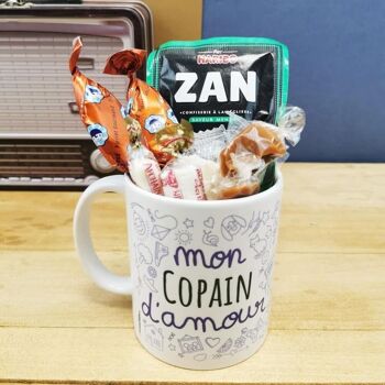 MUG "mon Copain d'amour " bonbons rétro 60 - Cadeau Copain