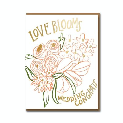 EP Love Blooms Wedding Card - IN6