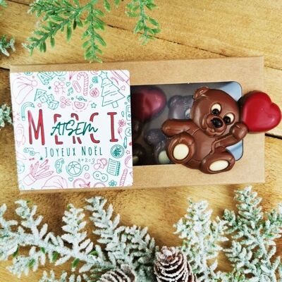 Merry Christmas - Bears "thank you ATSEM" in red and white milk chocolate