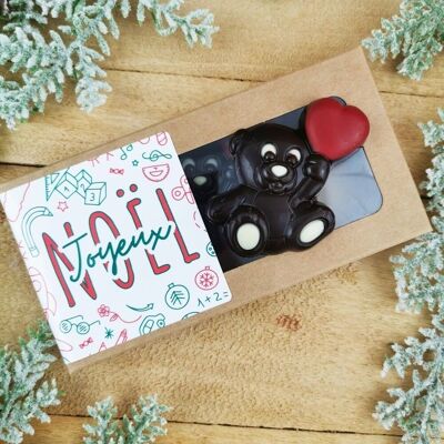Merry Christmas - Red and White Dark Chocolate Bears - Christmas Pattern