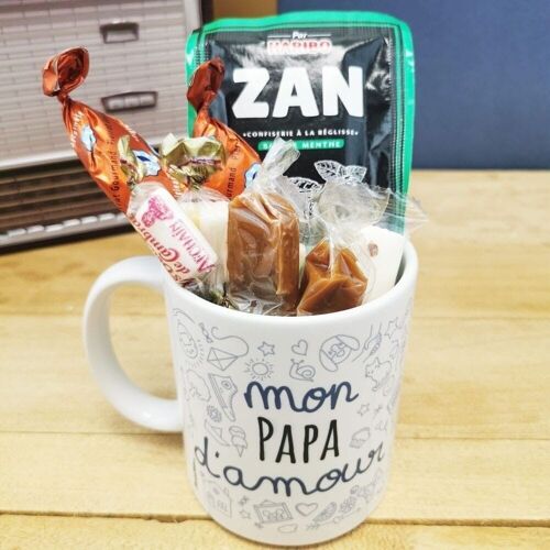 MUG "mon Papa d'amour " bonbons rétro 60 - Cadeau Papa