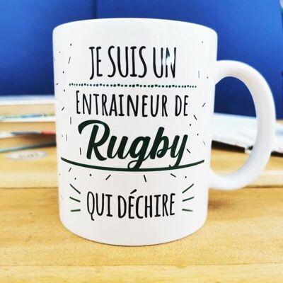 Mug "Je suis un entraîneur de rugby qui déchire" - Cadeau coach de rugby