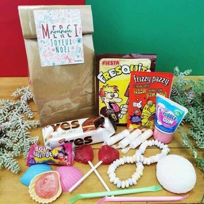 Sacchetto di caramelle degli anni '80: "Grazie Nounou - Buon Natale" - (collezione natalizia)