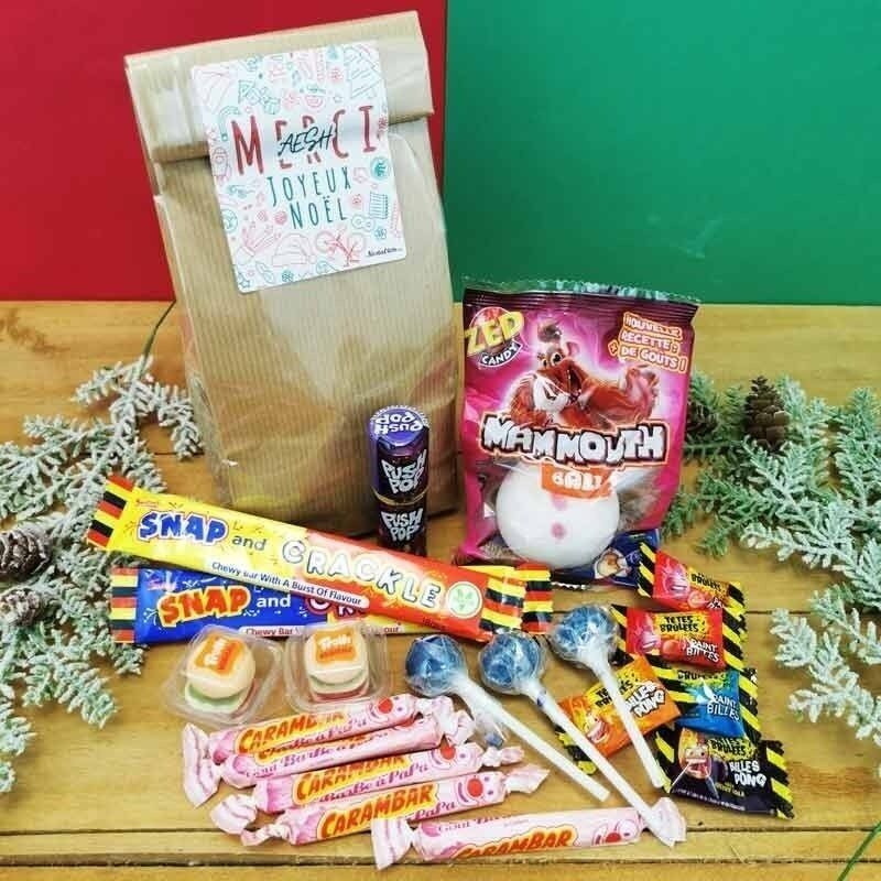 Achat Sachet Bonbon des années 90 Merci AESH Joyeux Noël en gros