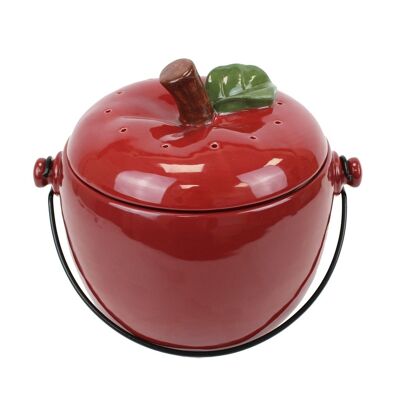 Red Apple Ceramic Compost Caddy