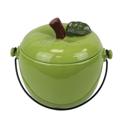 Contenitore per compostaggio in ceramica mela verde