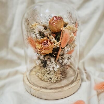 Cloche of dried flowers