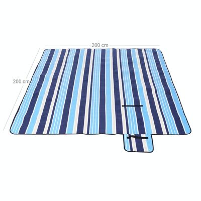 Picnic blanket fleece blue striped XXL