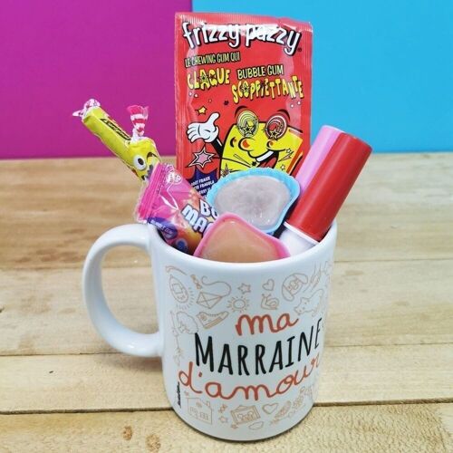 MUG "ma Marraine d'amour " bonbons rétro 80 - Cadeau Marraine