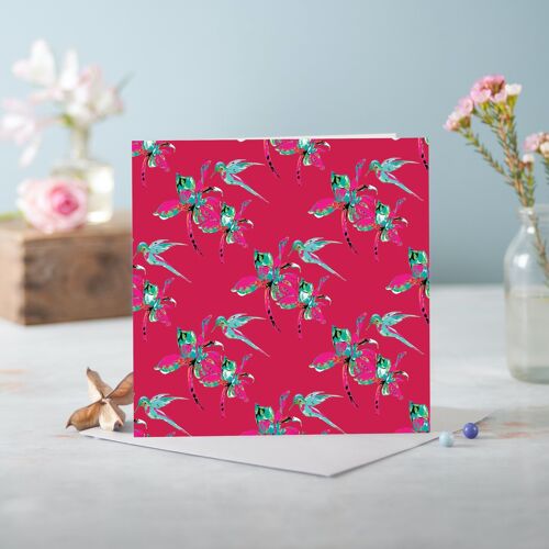 Flora Pop Magenta Pattern Greeting Card