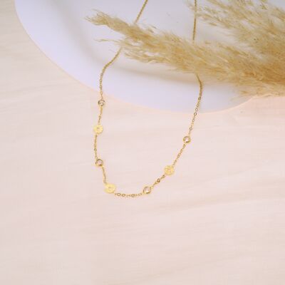 Golden necklace with mini rhinestones