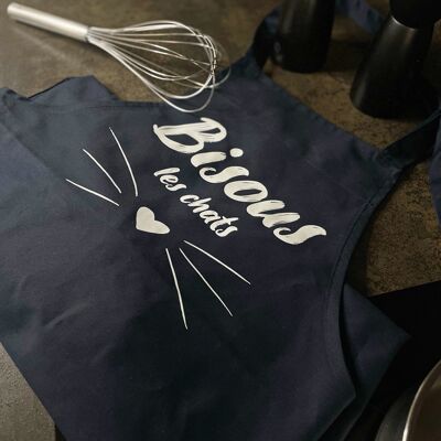 Navy Blue Kitchen Apron for Men and Women - Bisous les chats