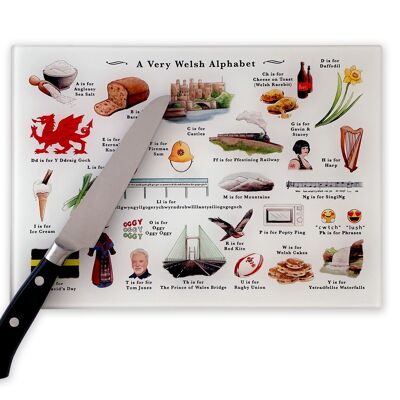 A Very Welsh Alphabet Glass Cutting Board