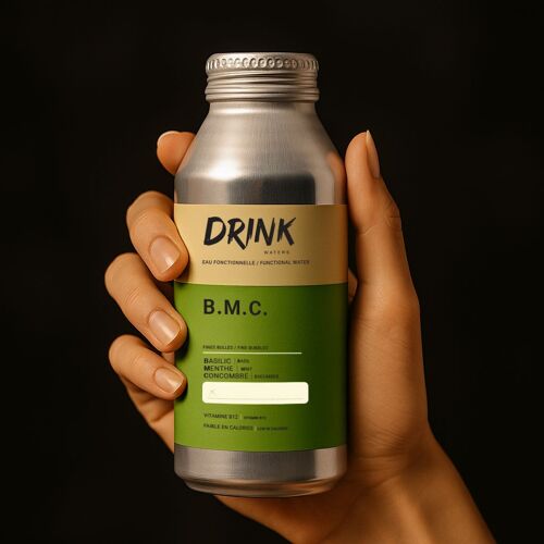 Drink Waters Basilic Menthe Concombre - 470ml - Bouteille Aluminium