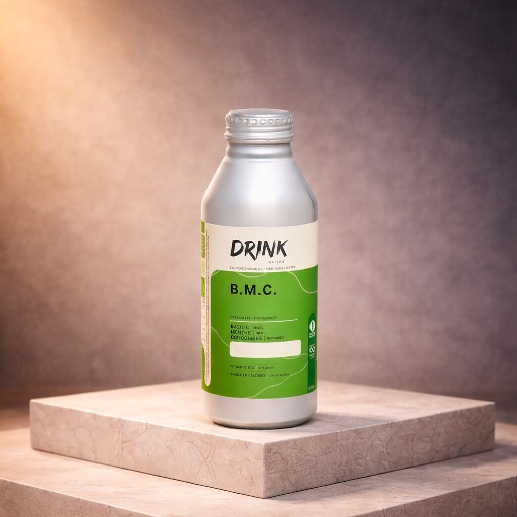 Drink Waters Basilic Menthe Concombre - 470ml - Bouteille Aluminium