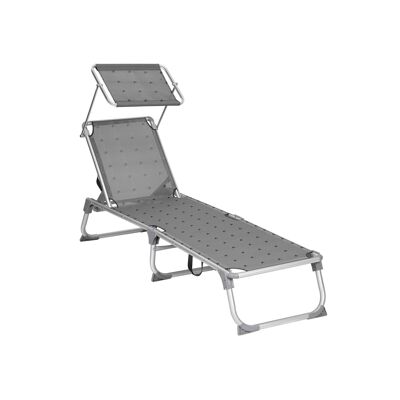 Garden lounger with sliding roof grey