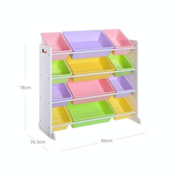 Porte-jouets avec compartiments colorés 7