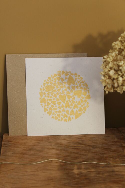 Carte postale Constellation d'amour doré papier ivoire