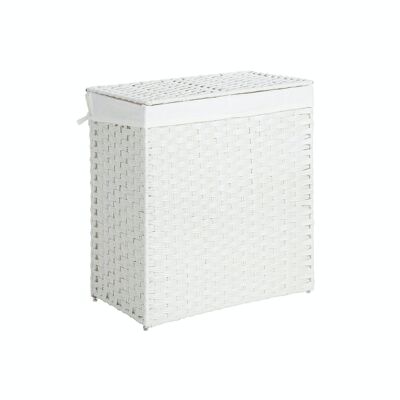 Laundry basket made of white poly rattan