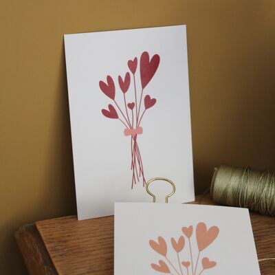 Postkarte Blumenstrauß aus Herzpflaume
