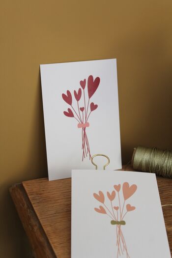 Carte postale Bouquet de coeur Prune