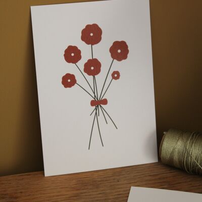 Postkarte mit Blutorangen-Blumenstrauß