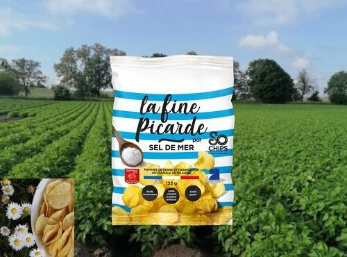 Meersalz-Chips, 125 g, Label „Artisan Quality“.