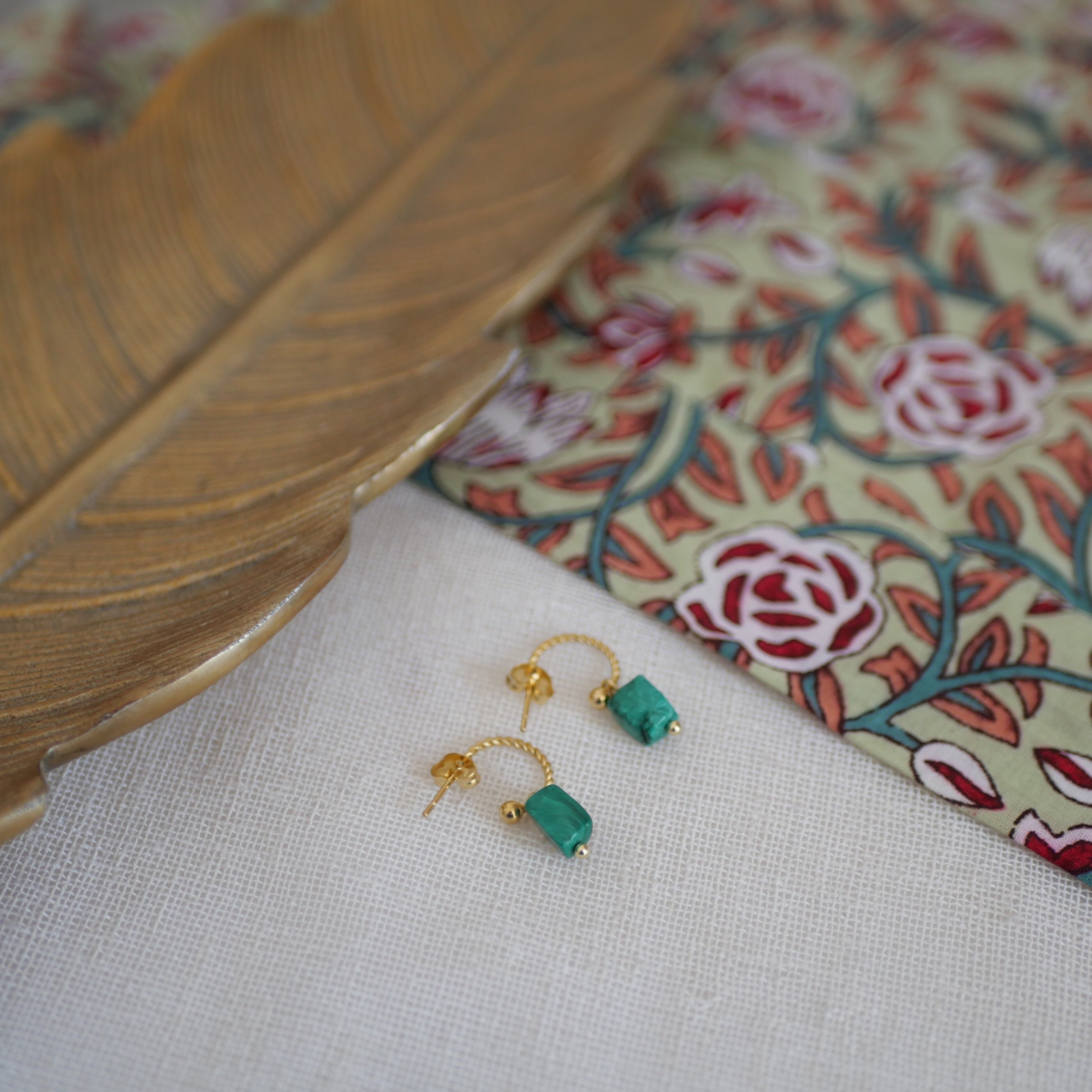 Fama orecchini in malachite