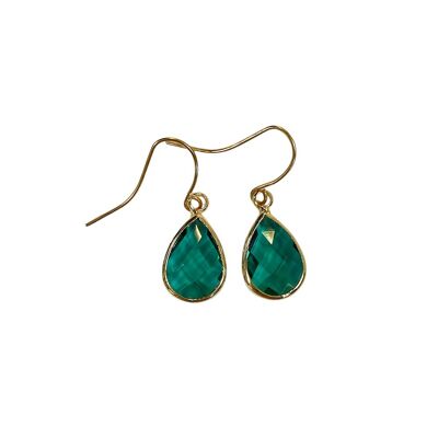 Teardrop earring small emerald green - gold