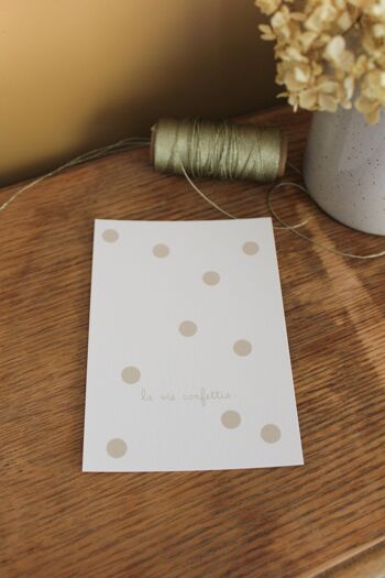 Carte postale La vie confettis Beige