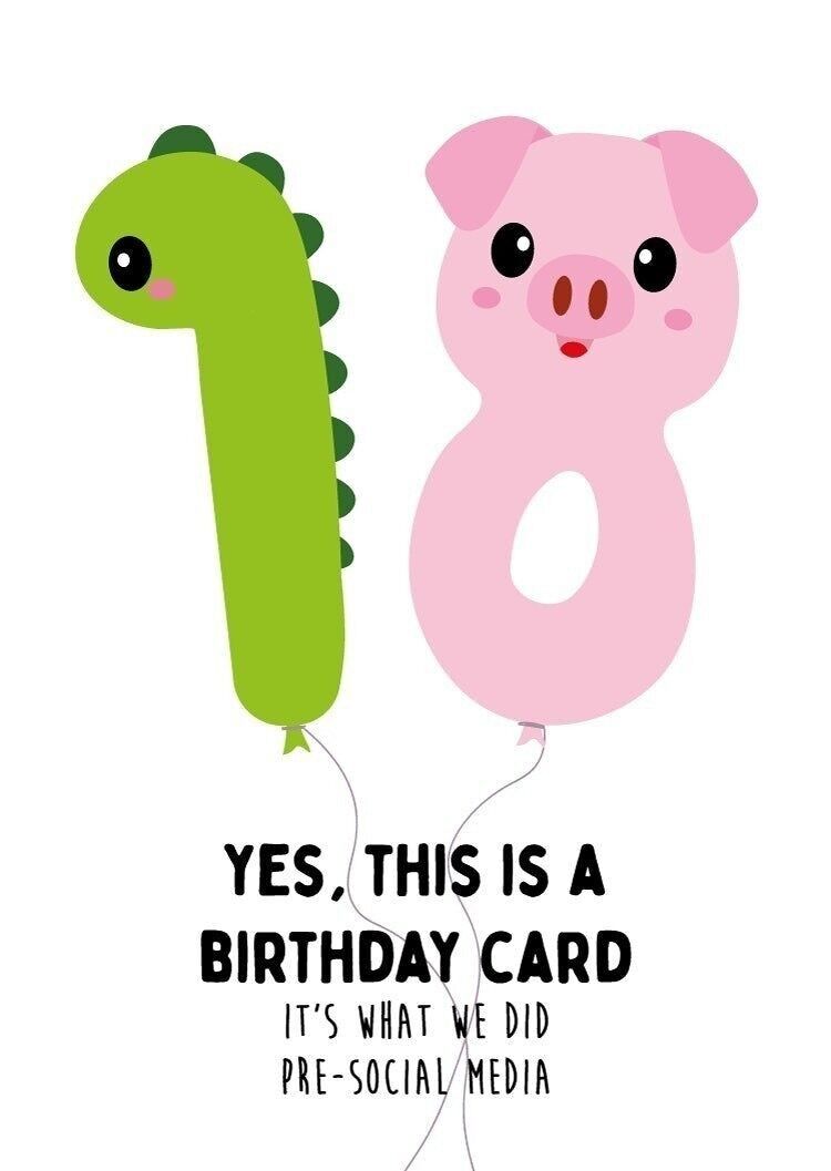 Postkarte zum 18. Geburtstag in den sozialen Medien