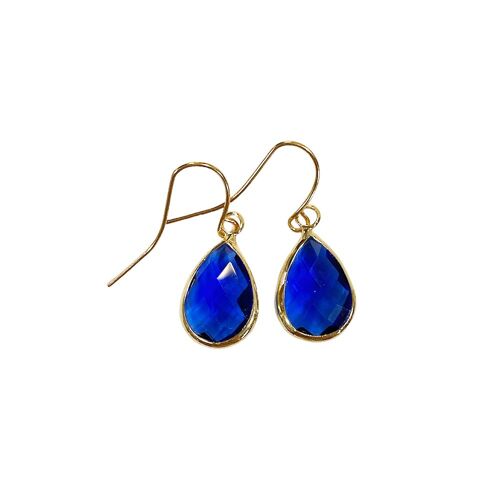 Teardrop earring small blue - gold