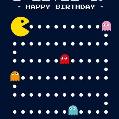 Postkarte Pac Man Geburtstag 1 Level höher