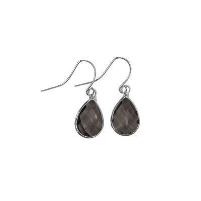 Teardrop earring small gray - silver