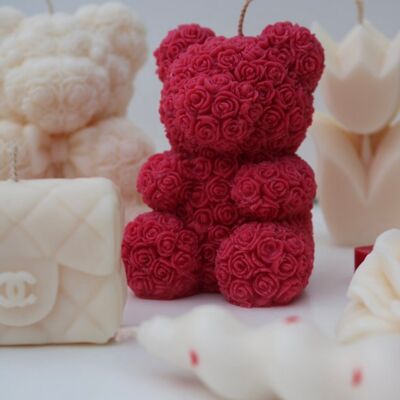Teddy bears roses rouge