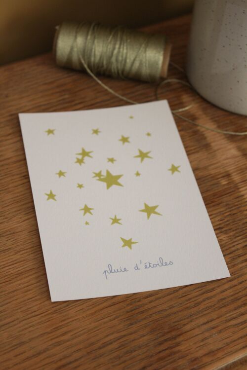 Carte postale Pluie d'étoile Bleu